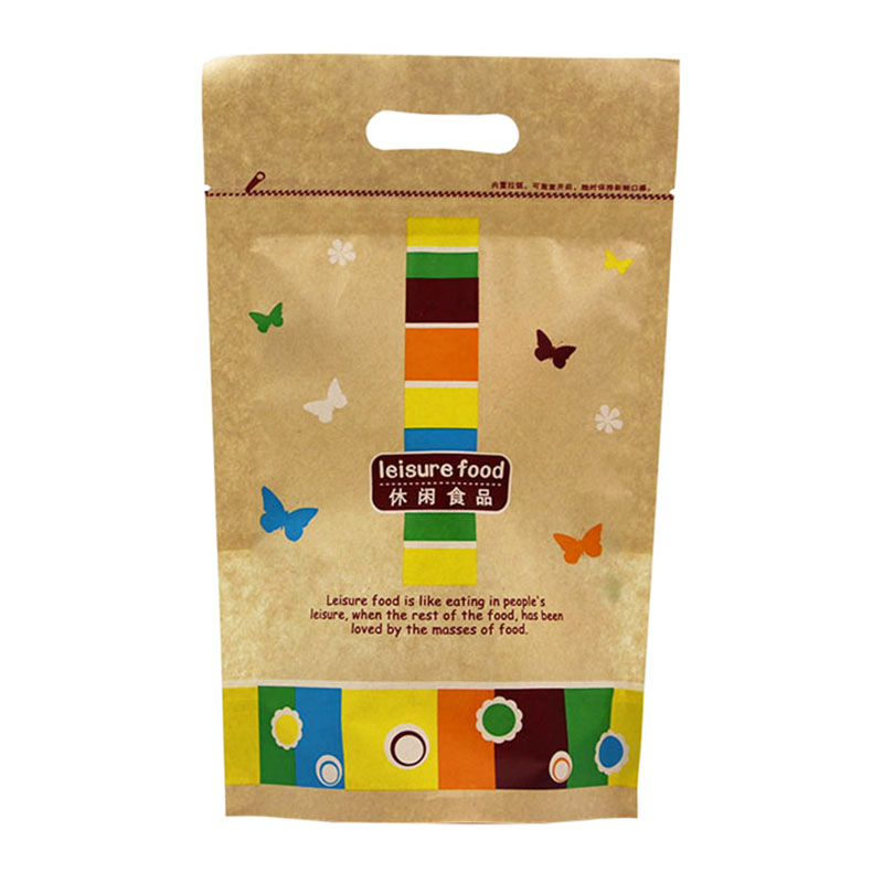 休閑食品包裝袋 牛皮紙復合手提袋 磨砂透明禮袋